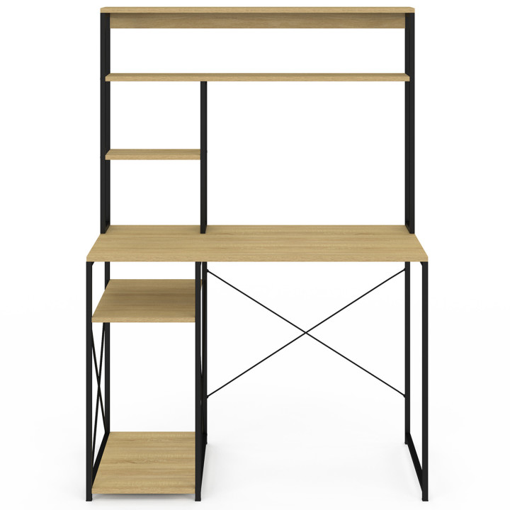 Bureau avec étagères de rangement DETROIT design industriel