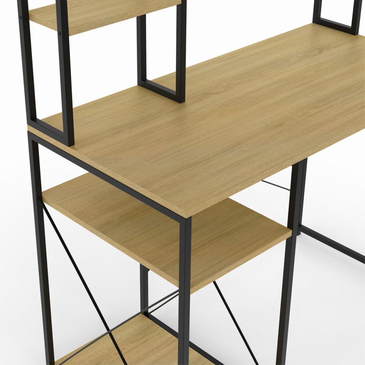 Bureau avec étagères de rangement DETROIT design industriel