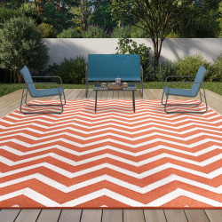 Alfombra exterior terracota 270x370cm - CHEVRONS | ID Market