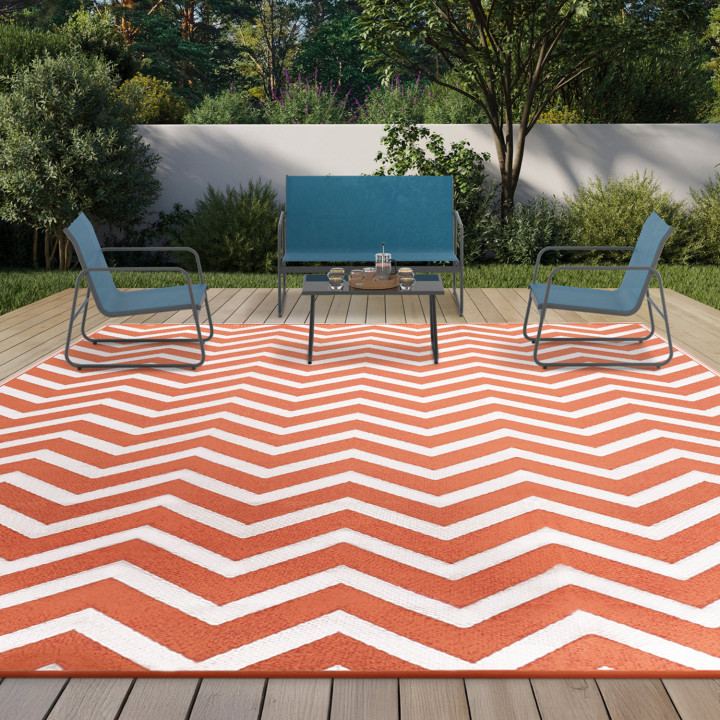 Alfombra exterior terracota 270x370cm - CHEVRONS | ID Market