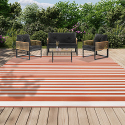 Buitentapijt met terracotta strepen 270x370cm - RAYURES |ID Market