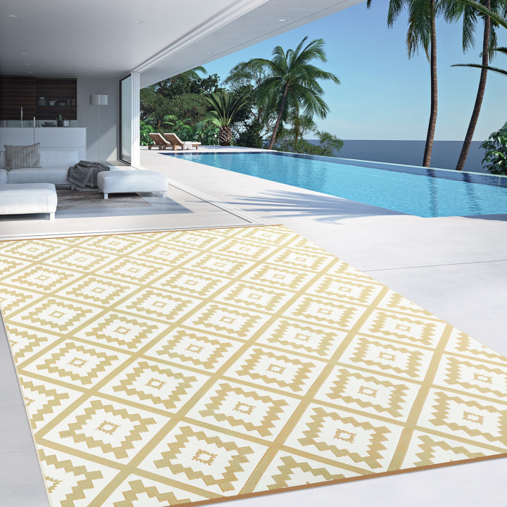 Tapis extérieur beige 270x370cm - BAHAMAS | ID Market