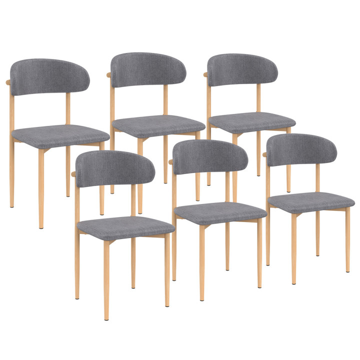 Lot de 6 chaises scandinaves en tissu gris clair effet chiné - CELESTINE |ID Market