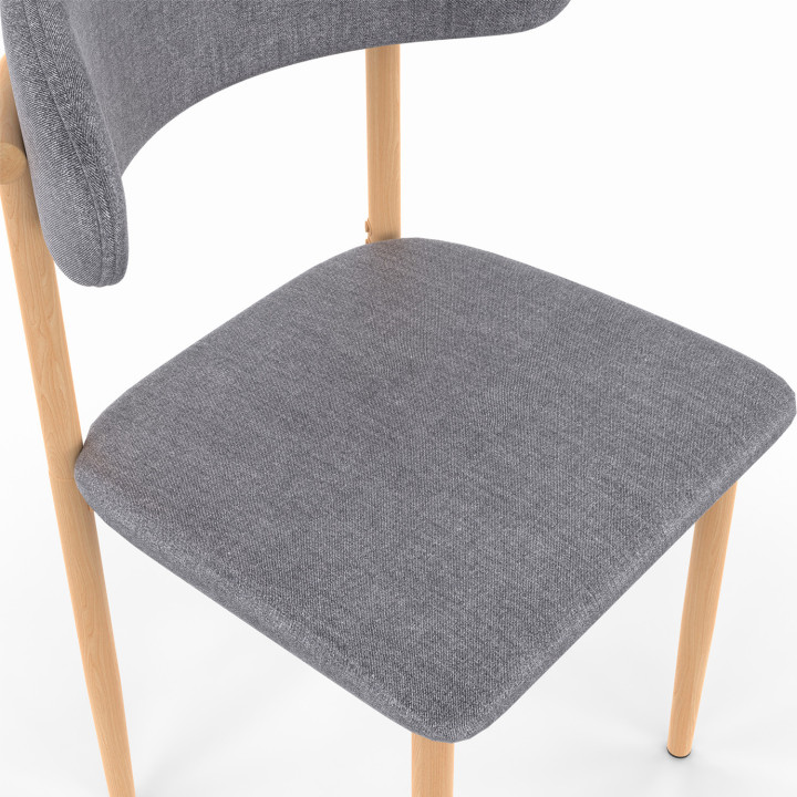 Lot de 6 chaises scandinaves en tissu gris clair effet chiné - CELESTINE |ID Market