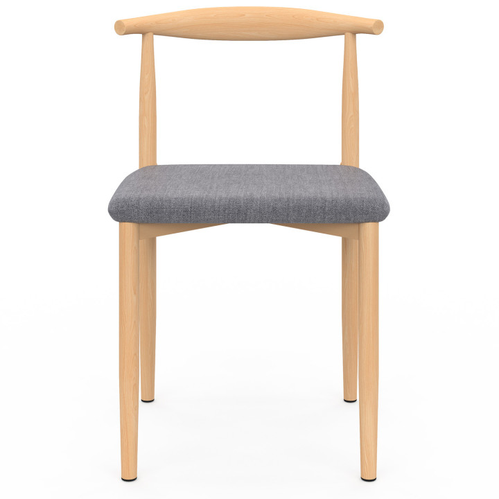 Set van 6 stoelen van imitatiehout en lichtgrijze stof - NOE |ID Market