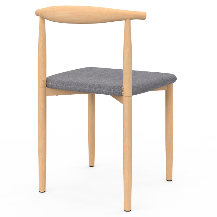 Set van 6 stoelen van imitatiehout en lichtgrijze stof - NOE |ID Market