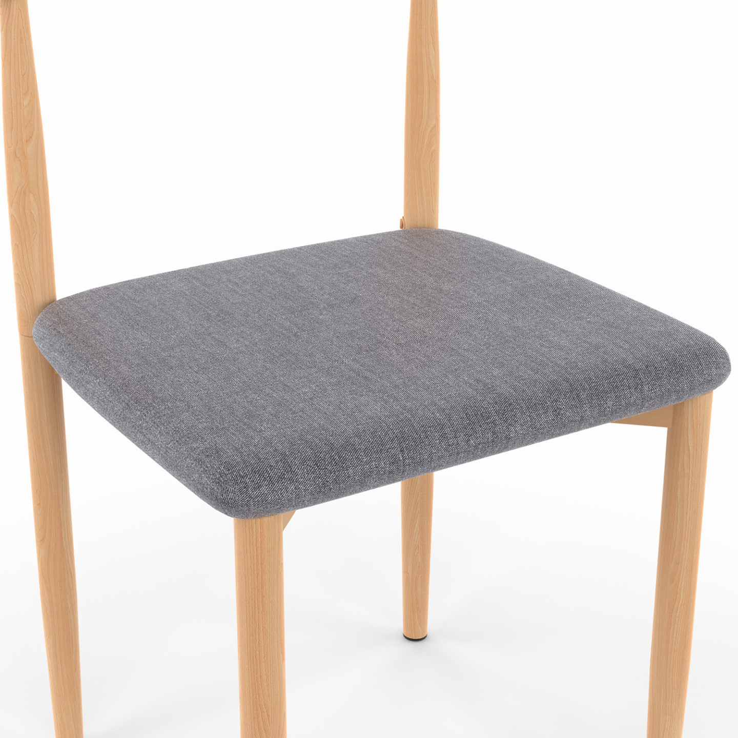 Lot De 2 Chaises De Salle à Manger Lynn – Bois D’hévéa Clair Et Tissu Gris Clair, Style Rétro
