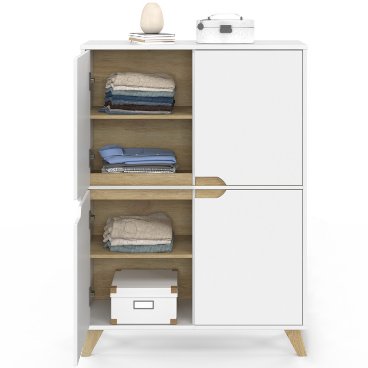 Meuble de rangement scandinave blanc avec 4 portes - HELSINKI | ID Market
