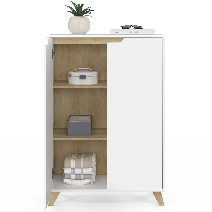 Meuble de rangement 2 portes HELSINKI scandinave blanc