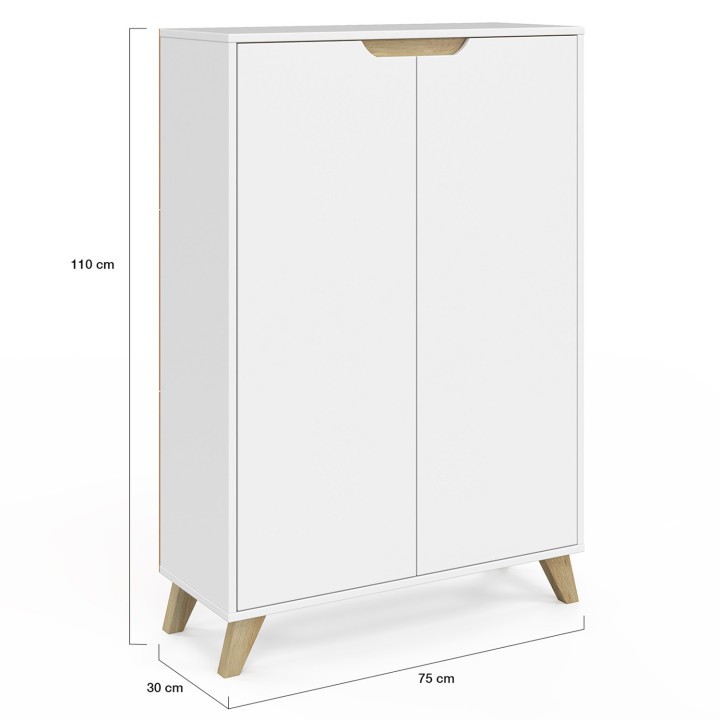 Meuble de rangement 2 portes HELSINKI scandinave blanc