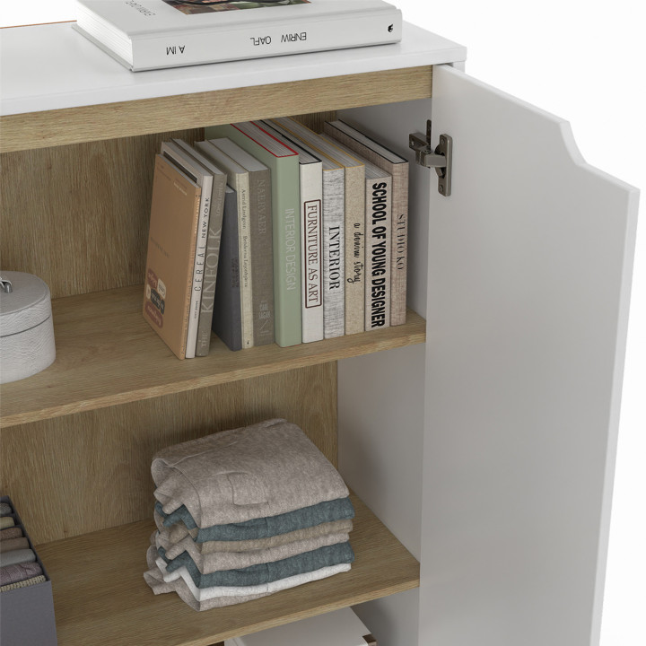 Meuble de rangement 2 portes HELSINKI scandinave blanc