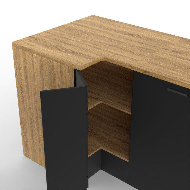 Cocina rinconera completa en madera y negro 400 cm - SUBTIL | ID Market Cocina rinconera completa en madera y negro 400 cm - SUBTIL | ID Market