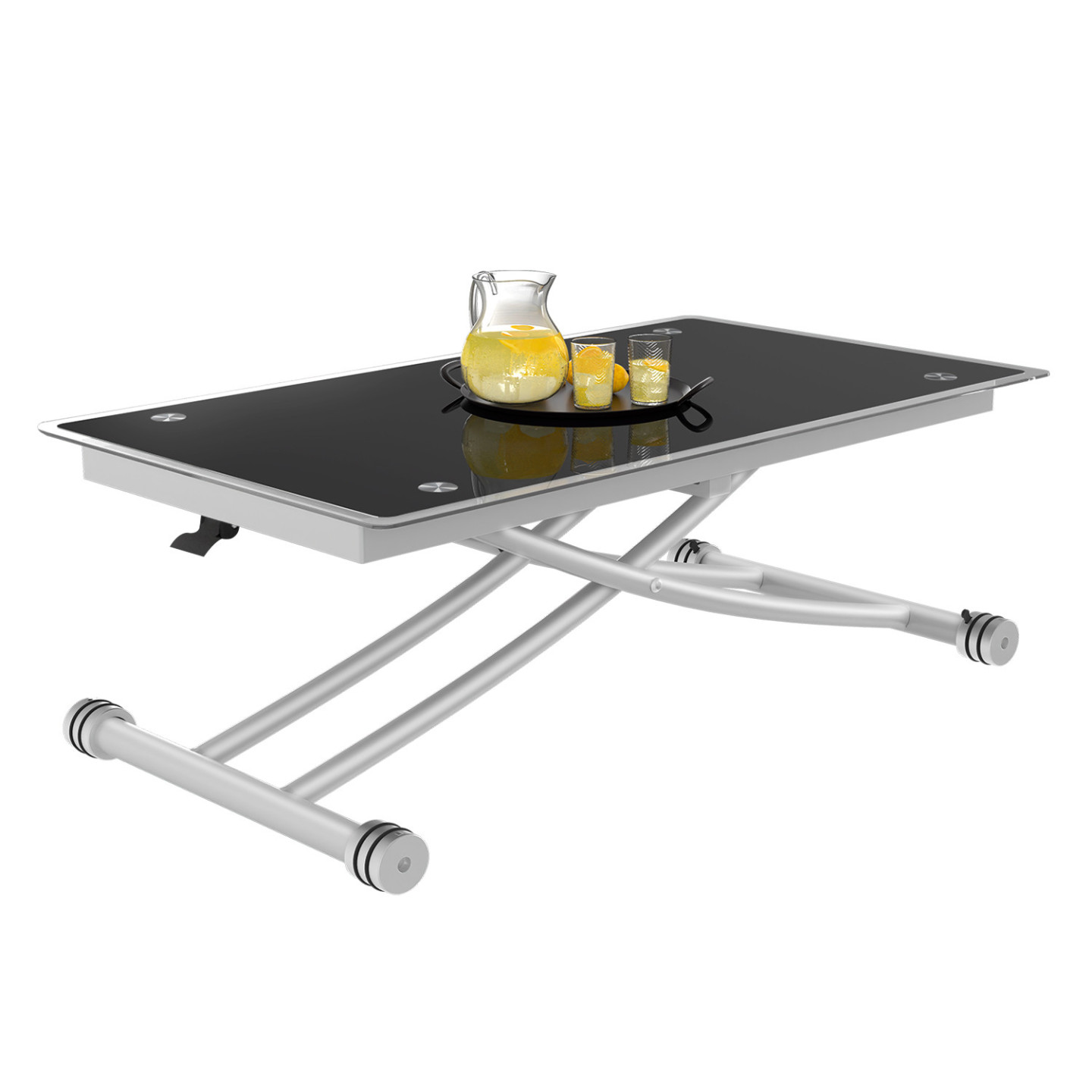Table Roulante Moderne Avec Plateau Verre Trempé - 2 Niveaux De Rangement (acier + PU) - 4 Roues Dont 2 Freinées - Pour Salon, Chambre