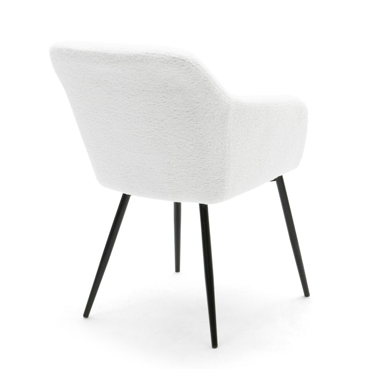 Juego de 2 sillones de mesa blancos en tela bouclette - SHELIA | ID Market