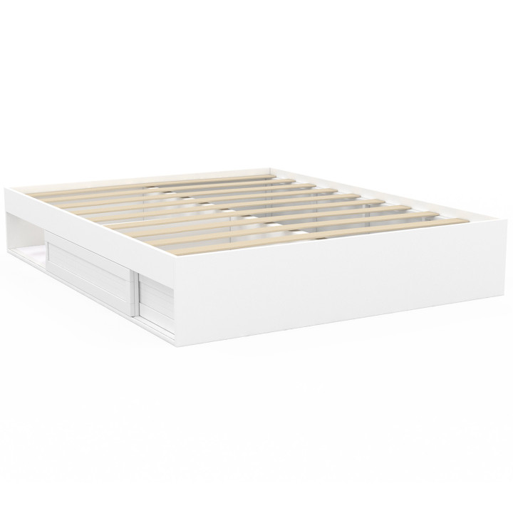 Bedframe 160x200cm met opbergruimte en witte lattenbodem - SALEM | ID Market