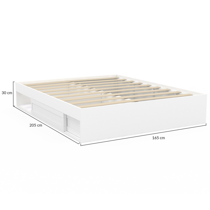 Bedframe 160x200cm met opbergruimte en witte lattenbodem - SALEM | ID Market