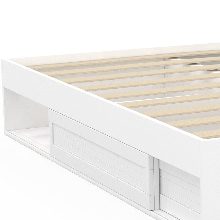 Bedframe 160x200cm met opbergruimte en witte lattenbodem - SALEM | ID Market