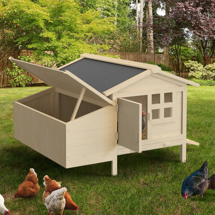 Gallinero de 5 gallinas con caja nido de madera sobre pilotes XXL