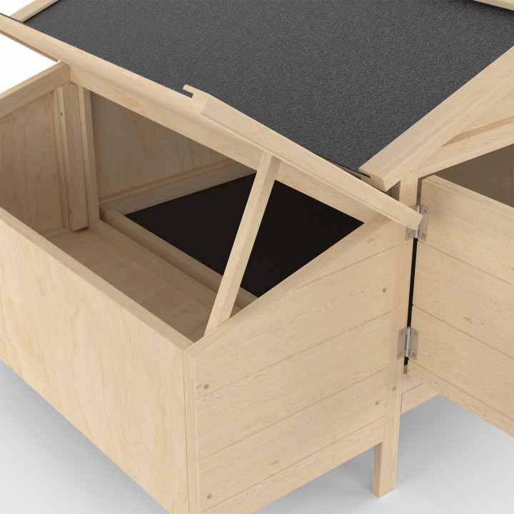 Hühnerstall 5 Hühner mit Legenest aus Holz auf Stelzen XXL