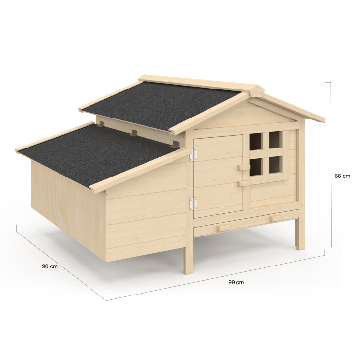 Gallinero de 5 gallinas con caja nido de madera sobre pilotes XXL