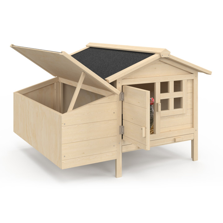 Gallinero de 5 gallinas con caja nido de madera sobre pilotes XXL