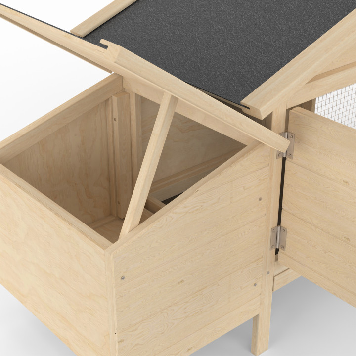 Gallinero para 2 gallinas con corral y caja nido de madera sobre pilotes