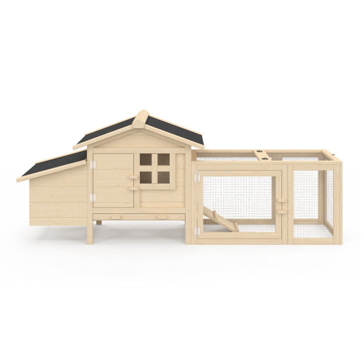 Gallinero para 2 gallinas con corral y caja nido de madera sobre pilotes