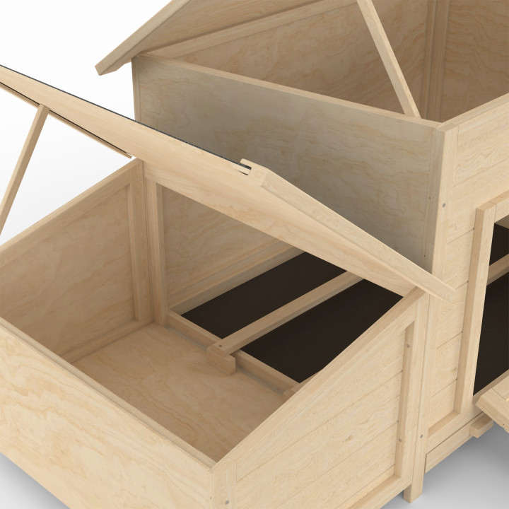 Hühnerstall 6 Hühner mit Eierablage aus Holz Flachdach und auf Stelzen