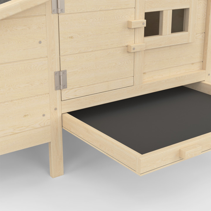 Hühnerstall 2 Hühner mit Auslauf und Nest aus Holz auf Stelzen