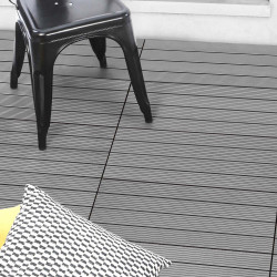 Set opklikbare rechthoekige buitentegels in grijs houtcomposiet 60x30cm - WODHY | ID Market