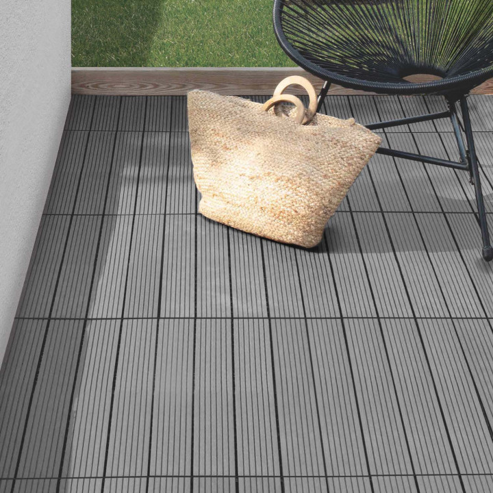 Lot de dalles extérieures rectangulaires clipsables bois composite gris  60x30cm - WODHY | ID Market