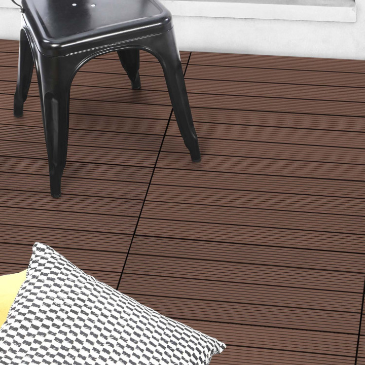 Lot de 5 dalles de terrasse rectangulaire WODHY clipsables bois composite taupe