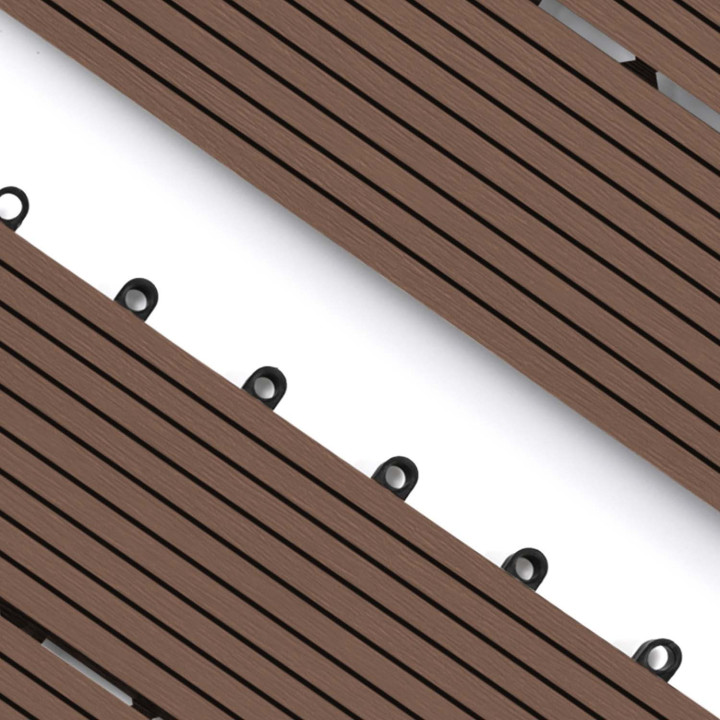 Lot de dalles extérieures rectangulaires clipsables bois composite taupe  60x30cm - WODHY | ID Market