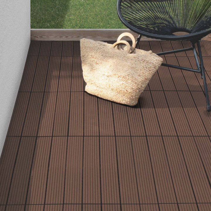 Lot de dalles extérieures rectangulaires clipsables bois composite taupe  60x30cm - WODHY | ID Market