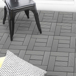 Lote de azulejos de mosaico al aire libre con clip compuesto de madera gris 30x30cm - WODHY | ID Market