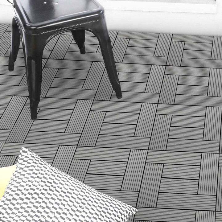 Lote de azulejos de mosaico al aire libre con clip compuesto de madera gris 30x30cm - WODHY | ID Market