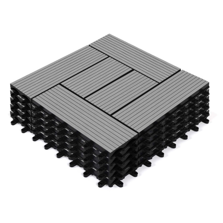 Lote de azulejos de mosaico al aire libre con clip compuesto de madera gris 30x30cm - WODHY | ID Market