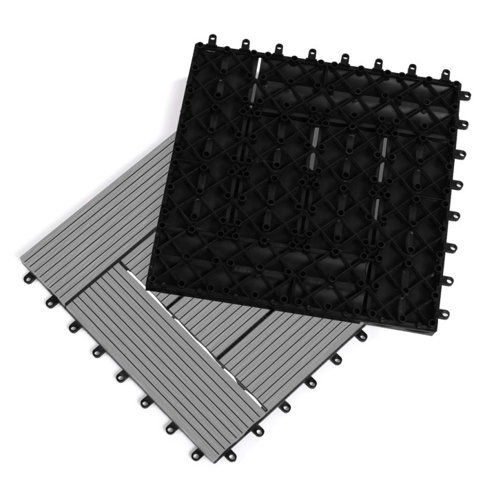 Lote de azulejos de mosaico al aire libre con clip compuesto de madera gris 30x30cm - WODHY | ID Market