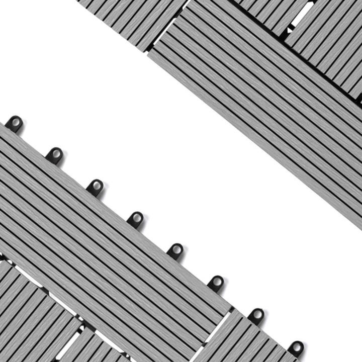 Lot de dalles extérieures mosaïques clipsables bois composite gris  30x30cm - WODHY | ID Market