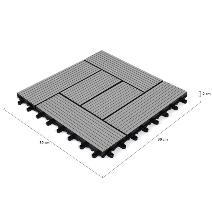 Lote de azulejos de mosaico al aire libre con clip compuesto de madera gris 30x30cm - WODHY | ID Market