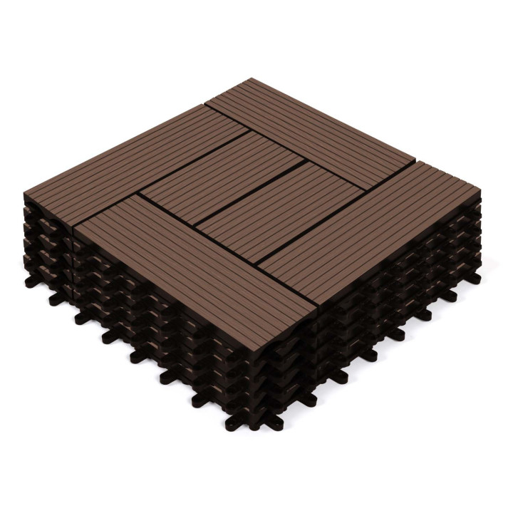 Juego de mosaicos de exterior clip-on en compuesto de madera taupe 30x30cm - WODHY | ID Market