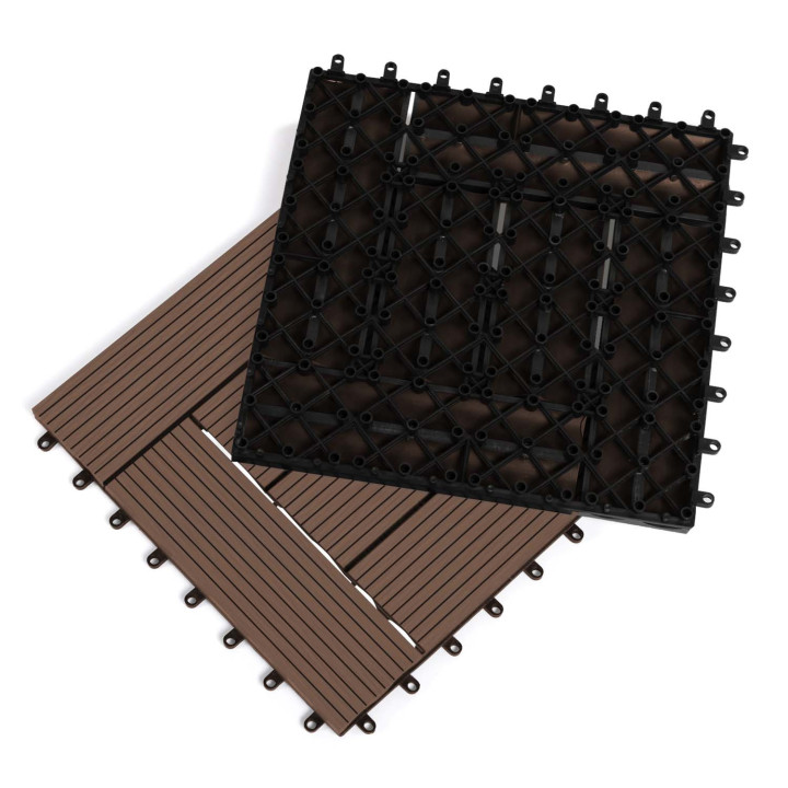 Juego de mosaicos de exterior clip-on en compuesto de madera taupe 30x30cm - WODHY | ID Market