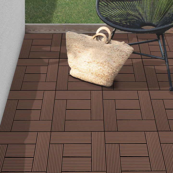 Juego de mosaicos de exterior clip-on en compuesto de madera taupe 30x30cm - WODHY | ID Market