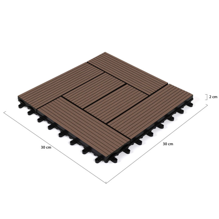 Juego de mosaicos de exterior clip-on en compuesto de madera taupe 30x30cm - WODHY | ID Market