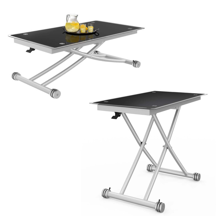 Table basse relevable en table à manger verre trempé - URBANA |ID Market Table basse relevable en table à manger verre trempé - URBANA |ID Market
