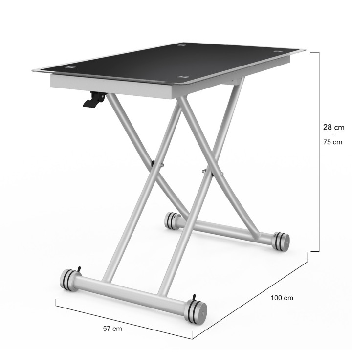 Table basse relevable en table à manger verre trempé - URBANA |ID Market Table basse relevable en table à manger verre trempé - URBANA |ID Market