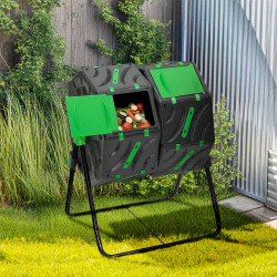 16749 - Doppia compostiera rotante 140L Bidone per compost a doppia rotazione 140L