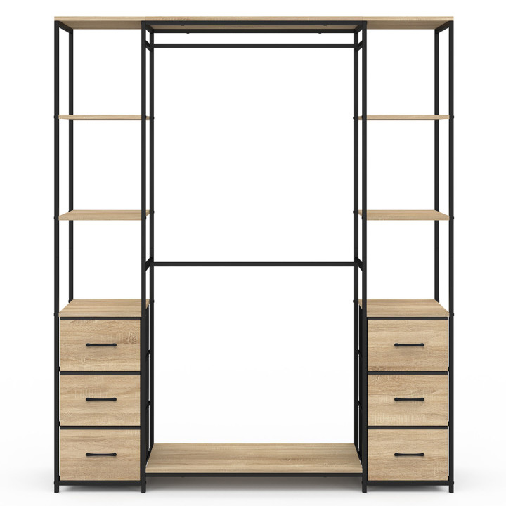 Industrielle Doppelgarderobe mit Regalen und 6 Behältern aus Holz und Schwarz - UTAH | ID Market