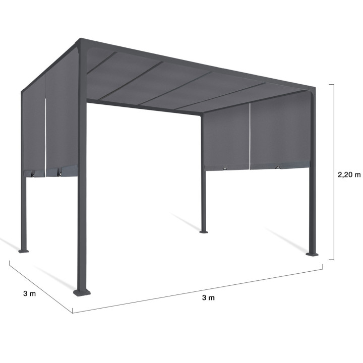 Goedkope 2-zijdige schuifpergola 3x3 M antracietgrijs | ID Market