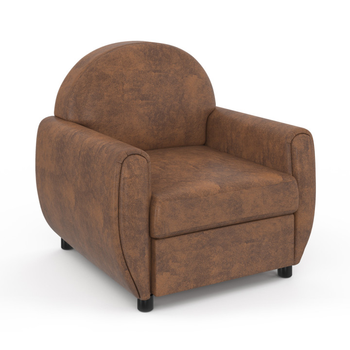 Fauteuil club vintage marron foncé effet vieilli pas cher - GASTON | ID Market